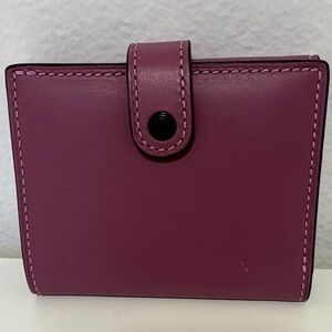 Coach Pink and Burgundy Leather Trifold Wallet